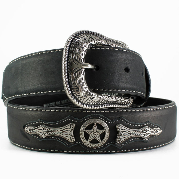 Cinto Vaquero de Cuero Cuernos Chuecos con Cruces