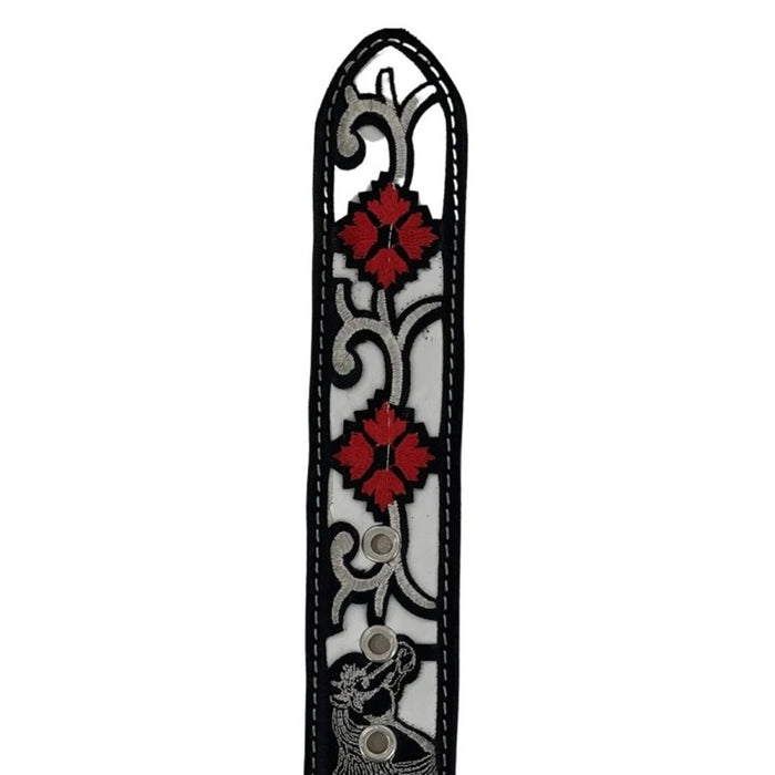 Cinto Vaquero para Mujer de Cuero Original Color Negro y Blanco RD