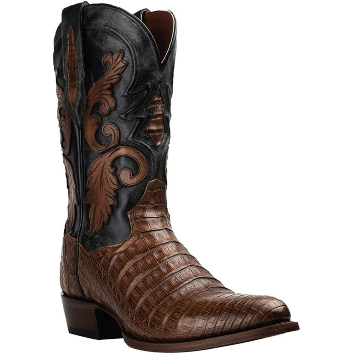 Botas de piel de avestruz con punta cuadrada Kershaw Full Quill de Dan Post para hombre - Saddle