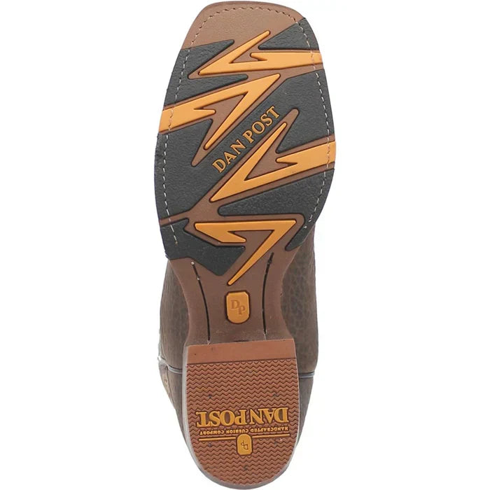 Botas de punta cuadrada de cuero genuino vintage para hombre de Dan Post - Chocolate