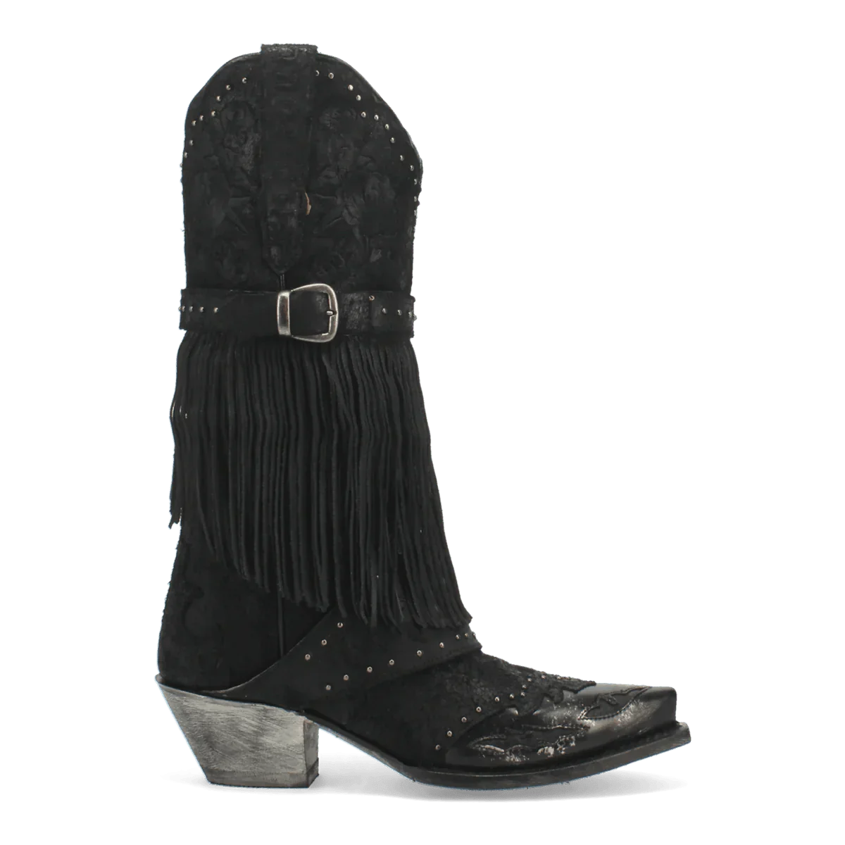 Dan Post Women's Bed of Roses Snip Toe Leather Boots - Black