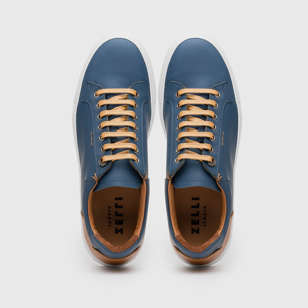 Zelli Diaz Rubberized Calfskin Sneaker in Navy with Matte Finish