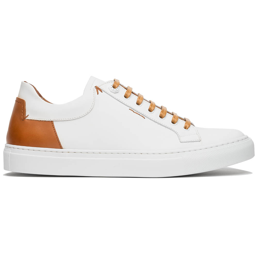 Zelli Diaz Minimalist Rubberized Calfskin Sneaker in Matte White