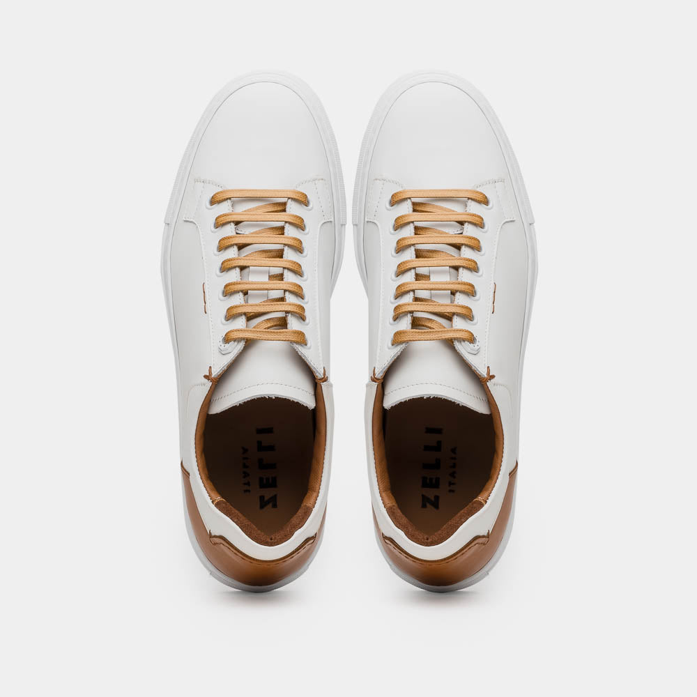 Zelli Diaz Minimalist Rubberized Calfskin Sneaker in Matte White
