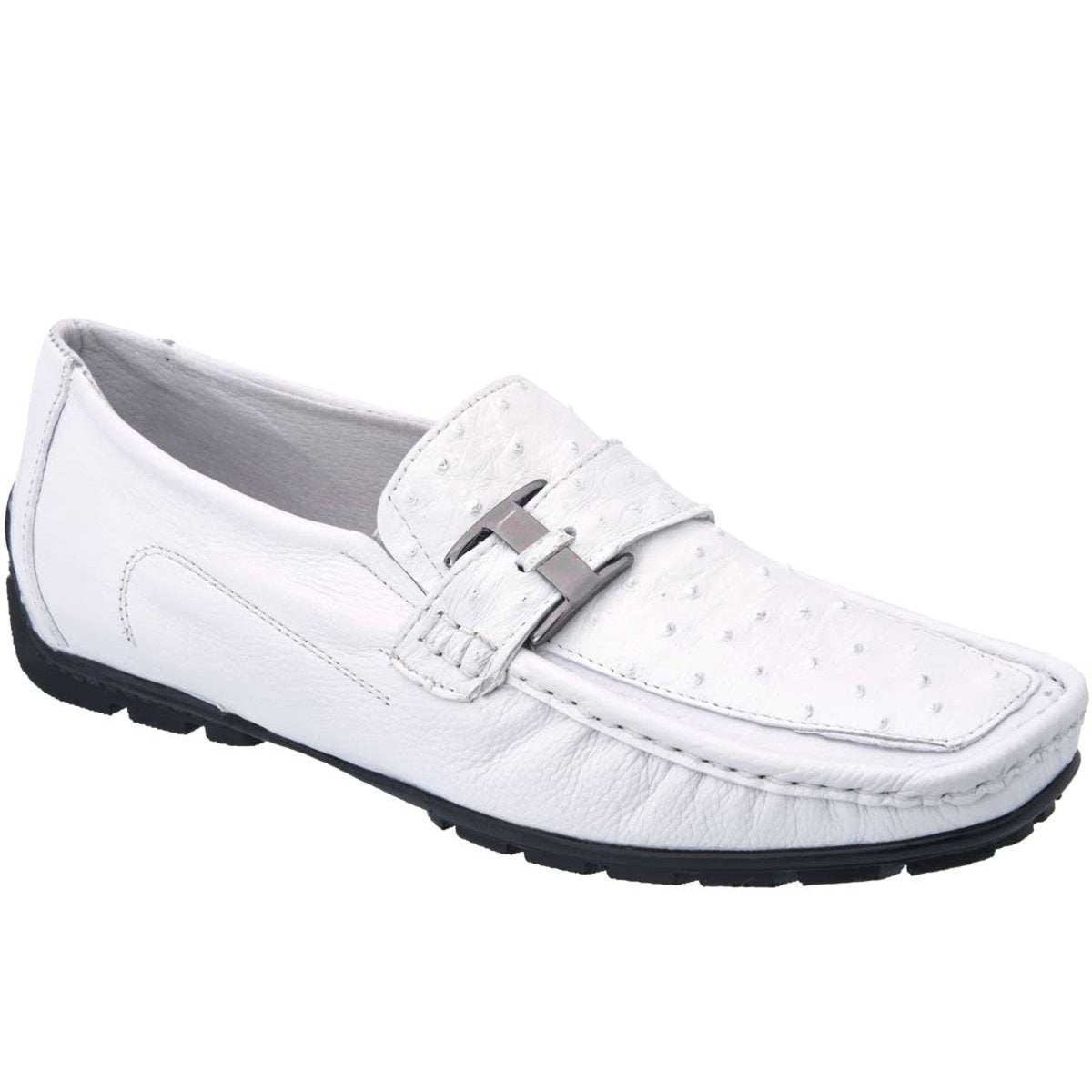 Zapatos De Avestruz Originales Para Hombre  - Zapatos Mocasines de Avestruz Original Color Blanco White Diamonds