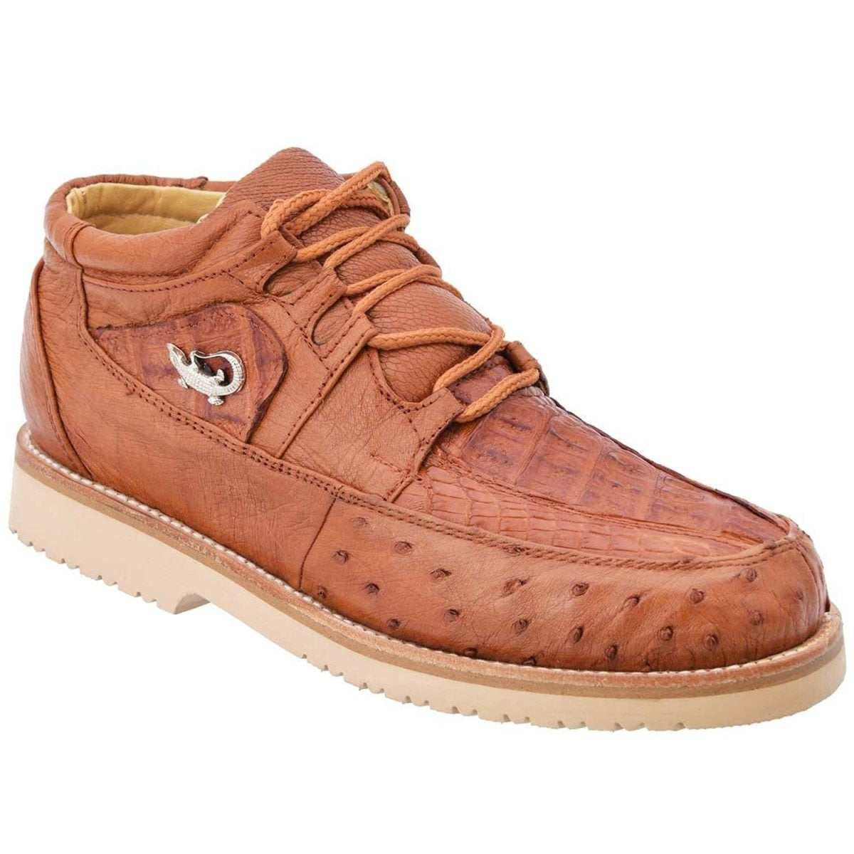 Zapatos Casuales de Cocodrilo con Avestruz Original Color Cognac