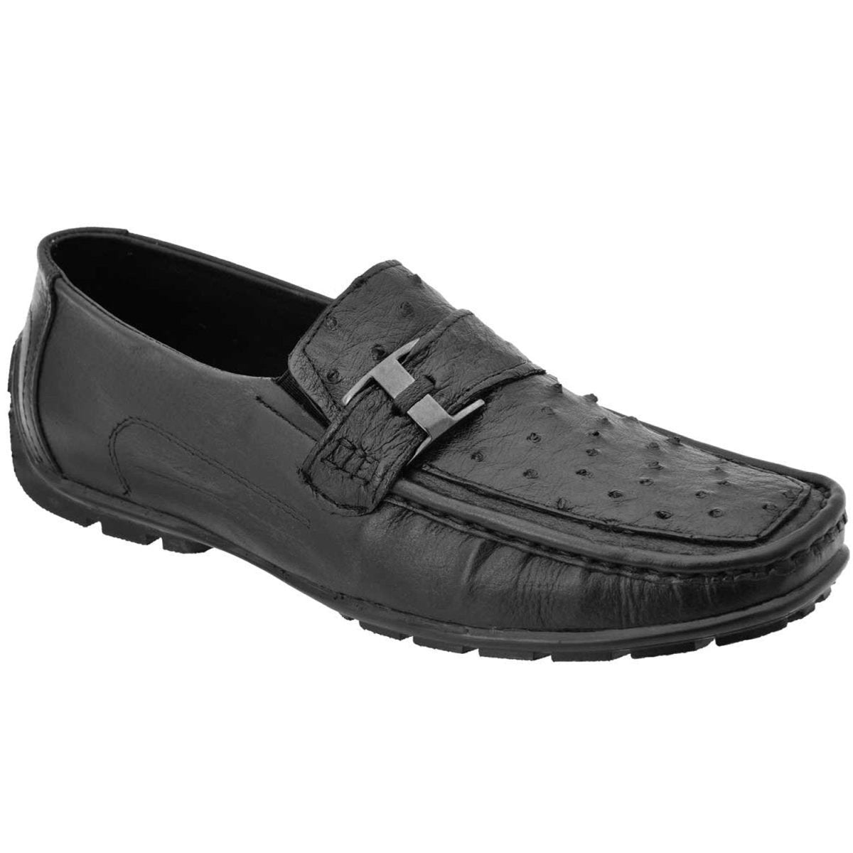 Zapatos De Avestruz Originales Para Hombre - Zapatos Mocasines de Avestruz Original Color Negro White Diamonds