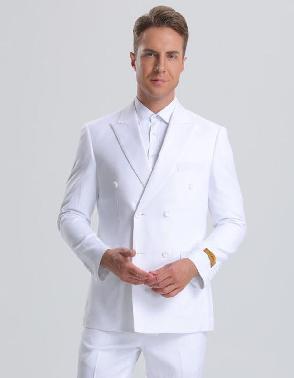 Trajes De Dombre Para Boda - Trajes De Novio - Traje Para Hombre - White Pinstripe Suit