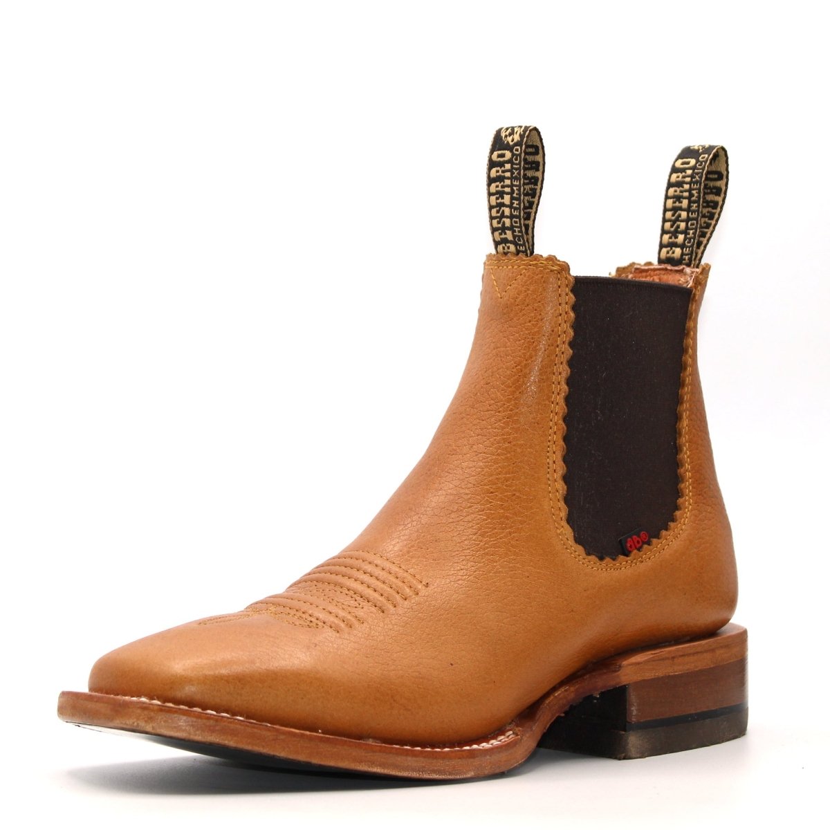 Men's El Besserro Genuine Leather Dress Ankle Boots, Bone Color, Zip-Up, Size 6M