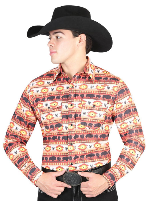 El General Men's Long Sleeve Dress Shirt - Orange GEN