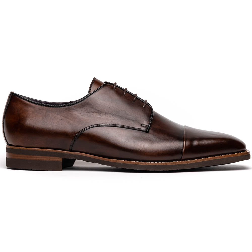 Zelli Enzo Classic Cap Toe Dress Shoes in Chestnut Calfskin Leather