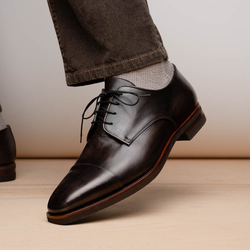 Zelli Enzo Classic Cap Toe Dress Shoes Crafted in Grey Calfskin