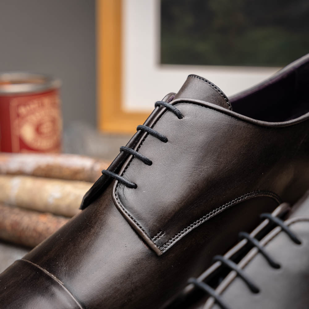 Zelli Enzo Classic Cap Toe Dress Shoes Crafted in Grey Calfskin