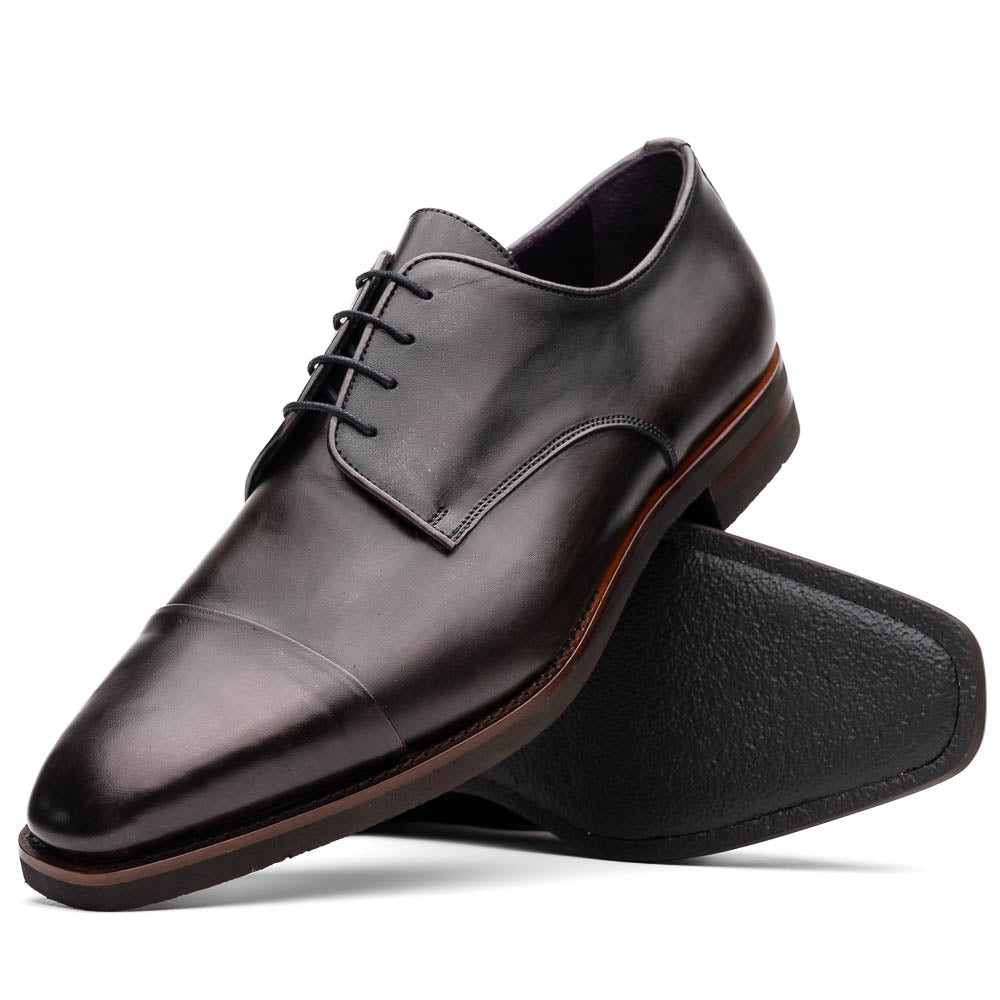 Zelli Enzo Classic Cap Toe Dress Shoes Crafted in Grey Calfskin