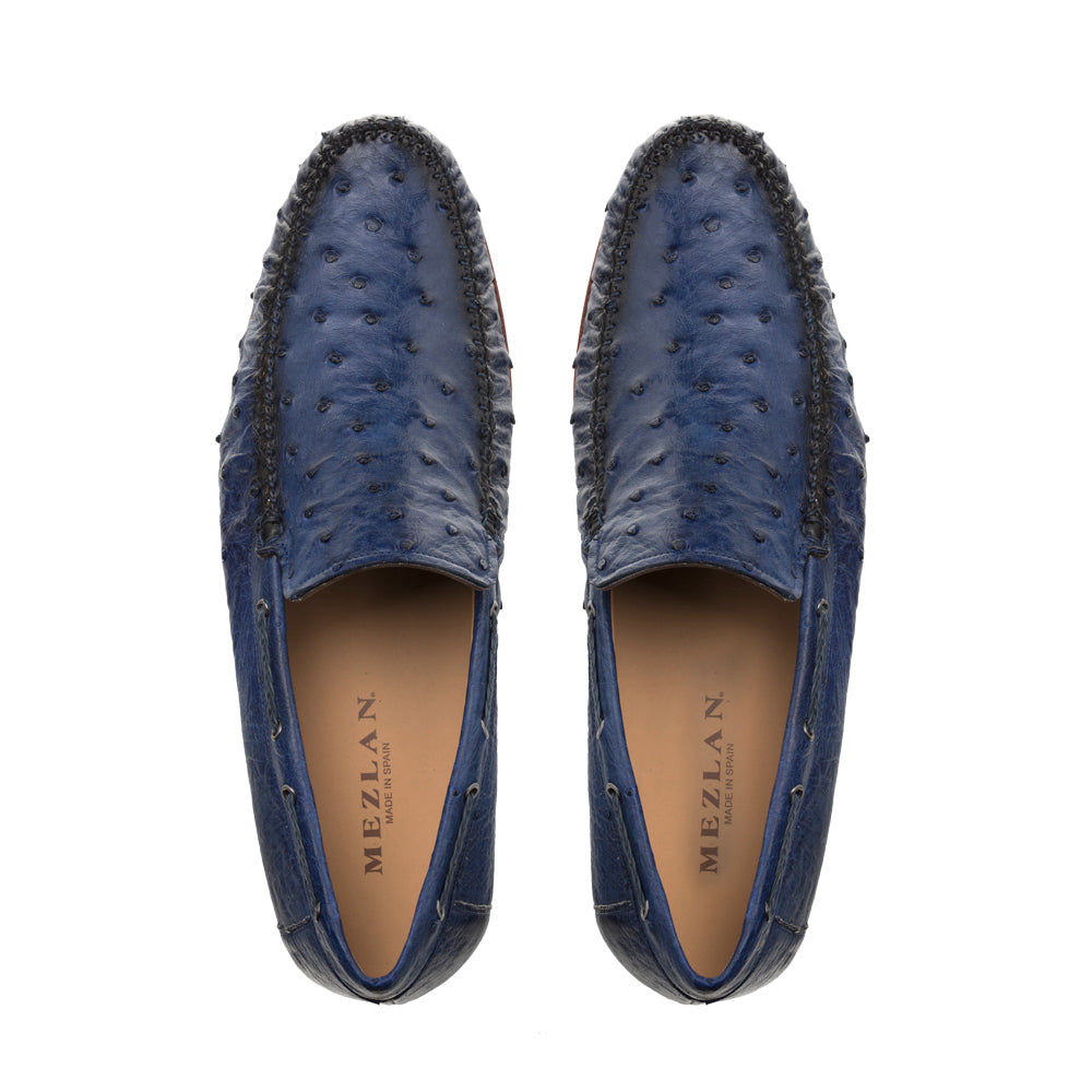 Mezlan Ostrich Leather Moccasin Slip-On Loafers