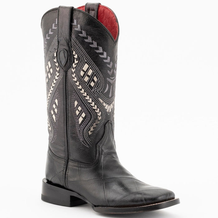 Ferrini Women's Stampede Square Toe Boots Crocodile Print - Black
