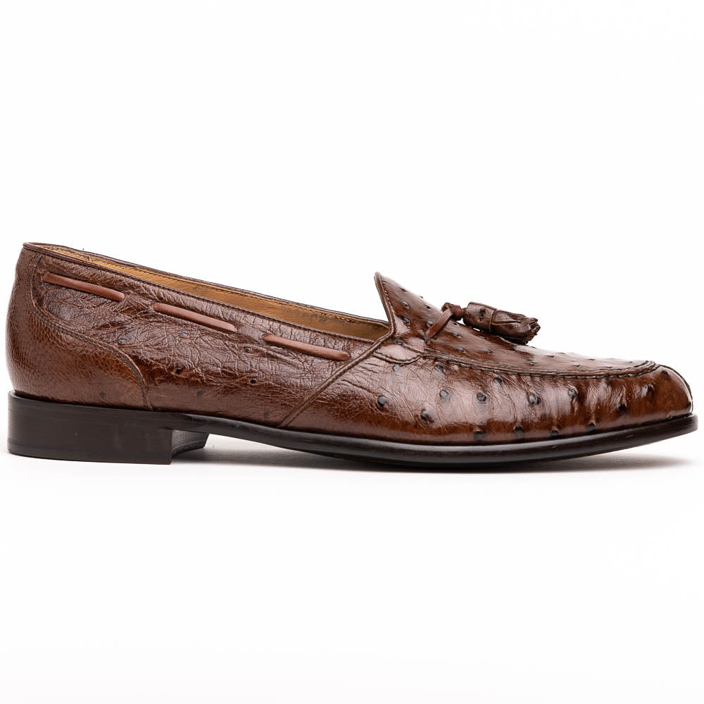Zelli Franco Classic Ostrich Quill Tassel Loafers in Brown