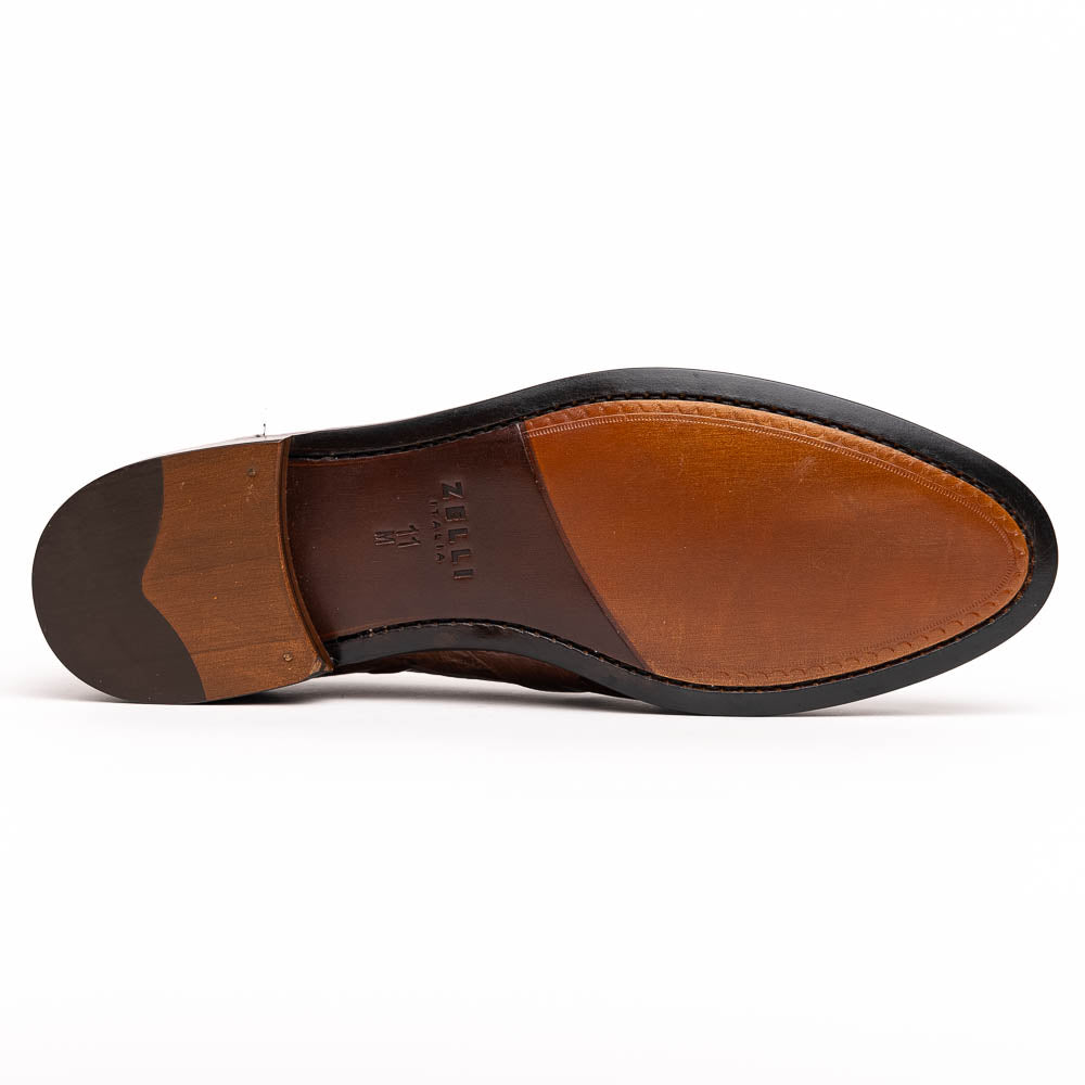Zelli Franco Classic Ostrich Quill Tassel Loafers in Brown