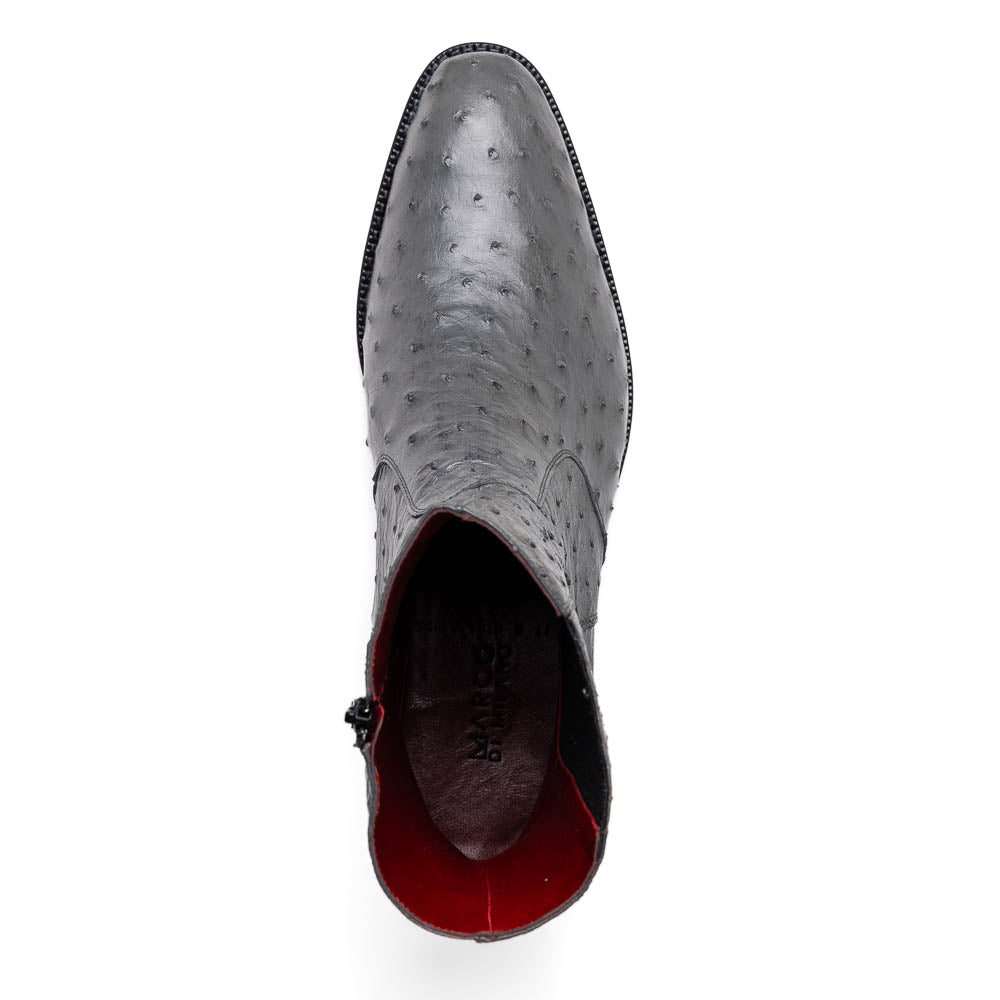 Marco Di Milano Giorgio Gray Serpentine Ostrich Quill Dress Boots