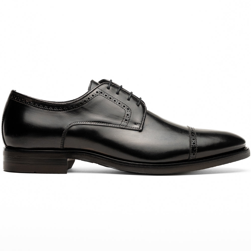 Zelli Giovanni Black Cap Toe Brogues with Textured Finish