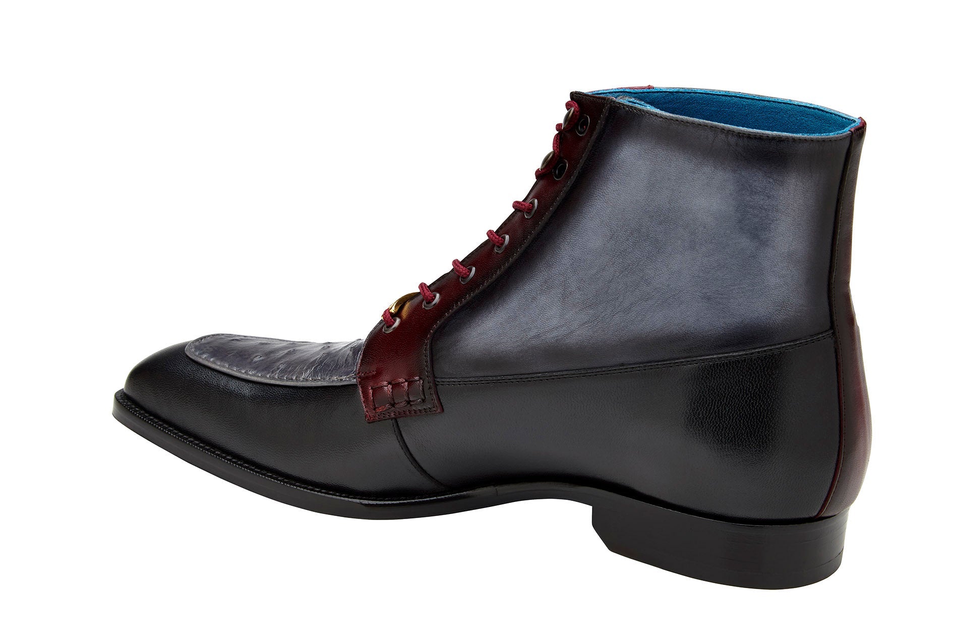 Belvedere Greco: Black/Gray/Burgundy Genuine Crocodile Oxford