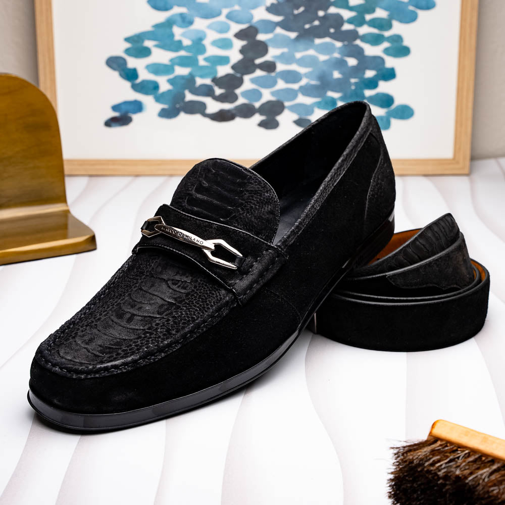 Marco Di Milano Hugo Belt Black Leather Loafer