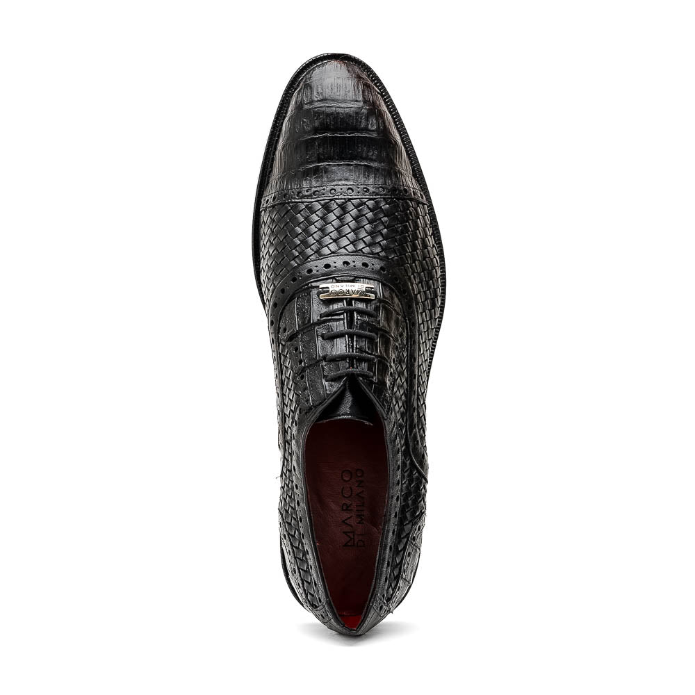 Marco_Di_Milano John Black: Luxury Leather Oxford Shoes