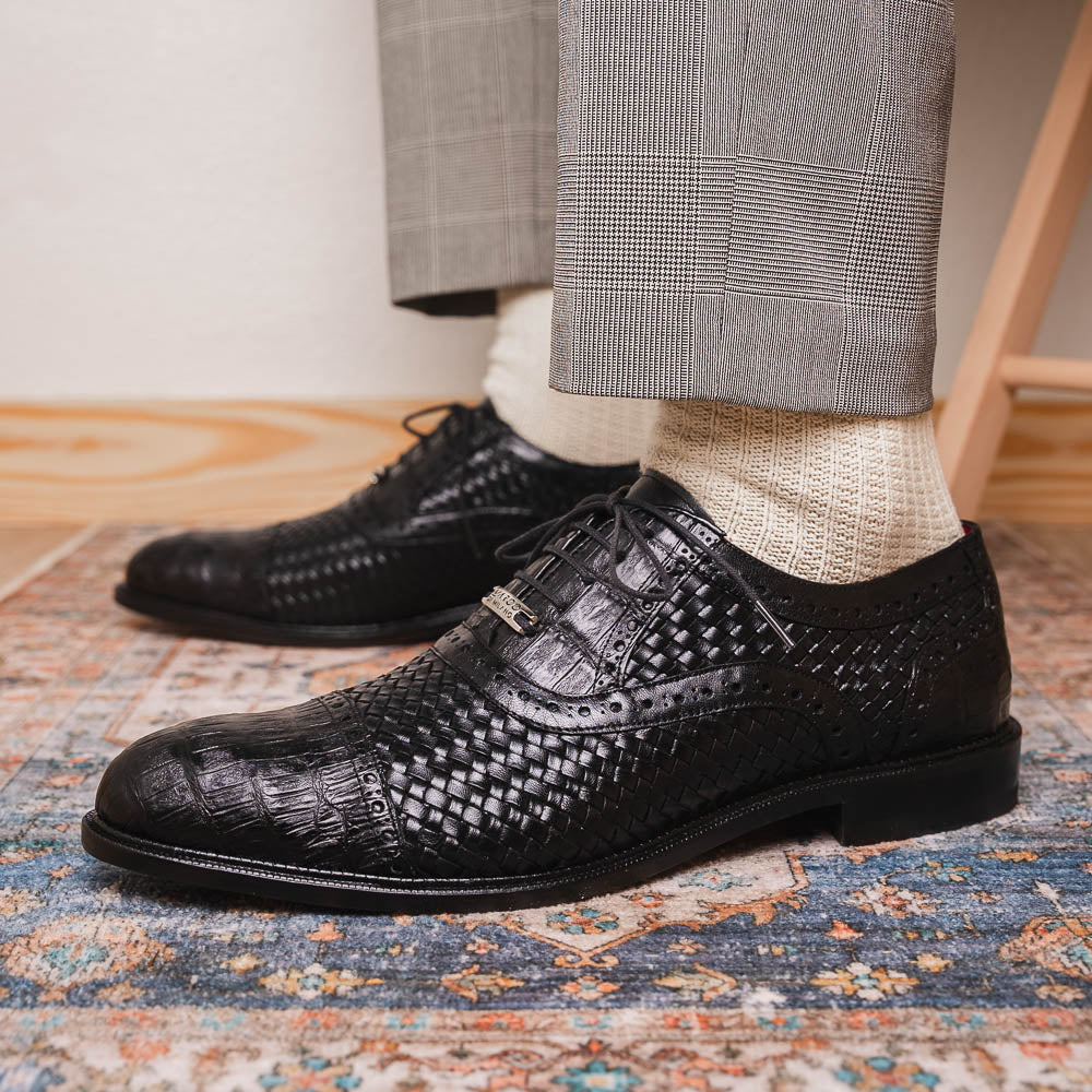 Marco_Di_Milano John Black: Luxury Leather Oxford Shoes