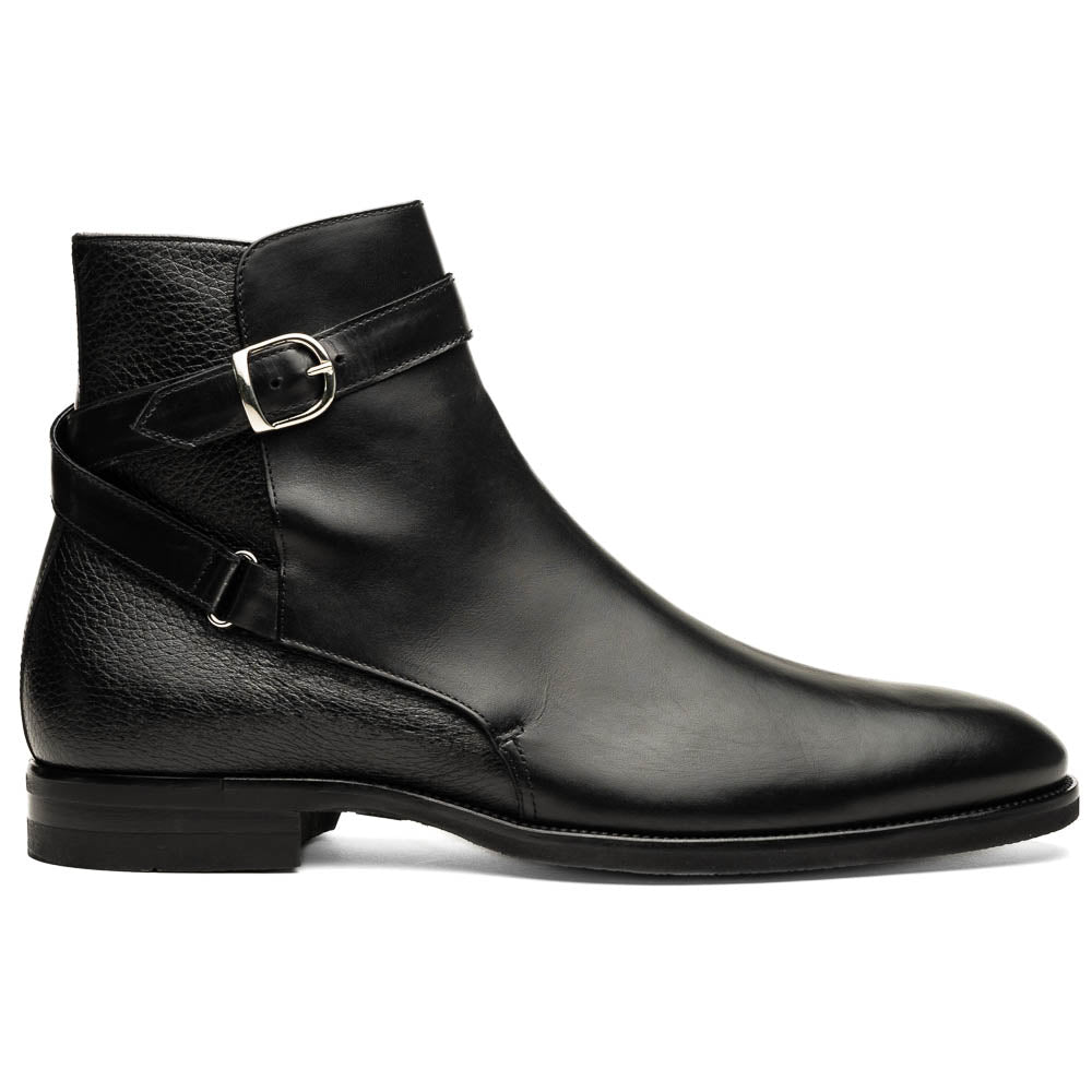 Zelli Jodphur Black Italian Calfskin Double Buckle Strap Boot
