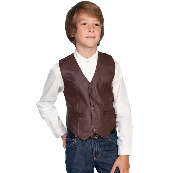 Kids Western Leather lambskin Vest Brown