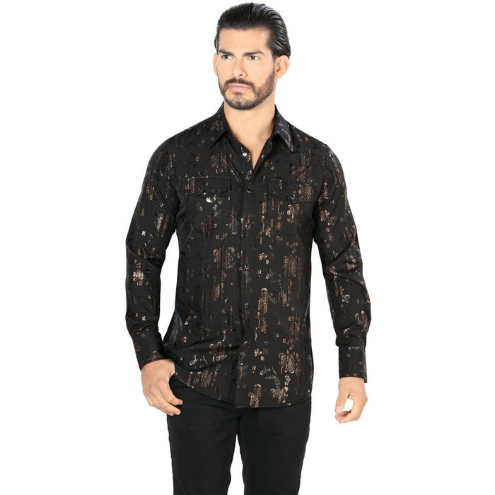 Lamasini Men's Long Sleeve Dress Shirt - Black LAM