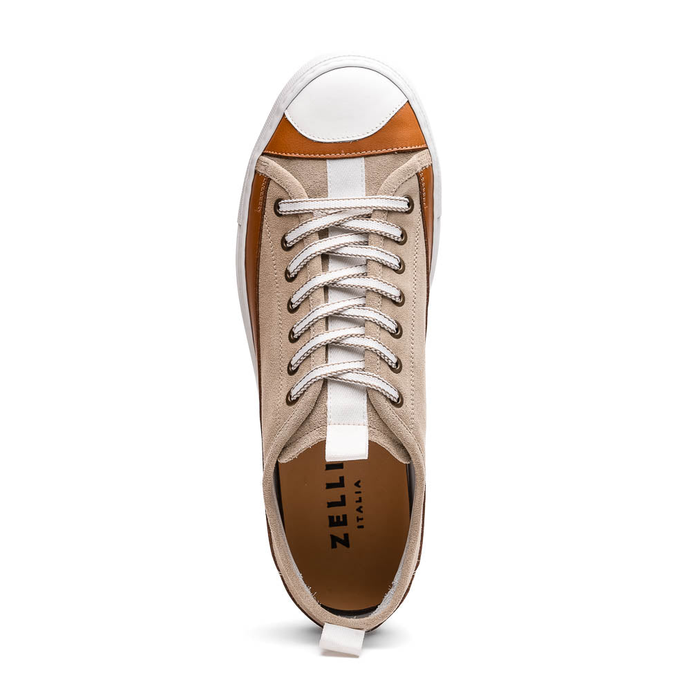 Zelli Lando Sueded Goatskin Sneakers in Taupe | Made in Italy