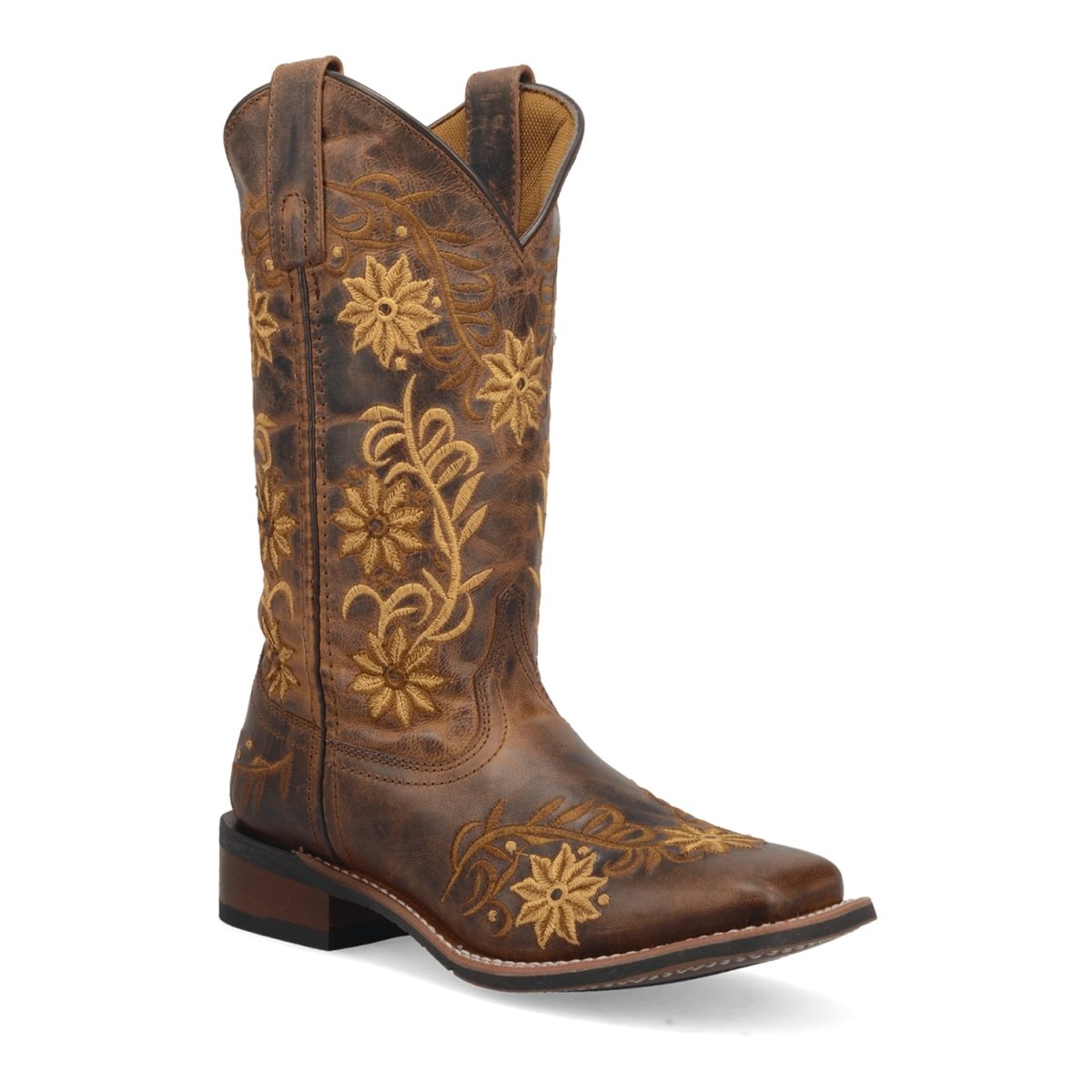 Laredo Women's Secret Garden Broad Square Toe Leather Boots - Brown 5822 - Dan Post Boots