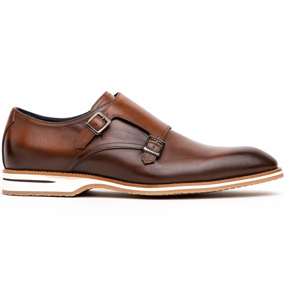Zelli Legerra Calfskin Double Monkstrap Shoes Brown (55-103-BRN)