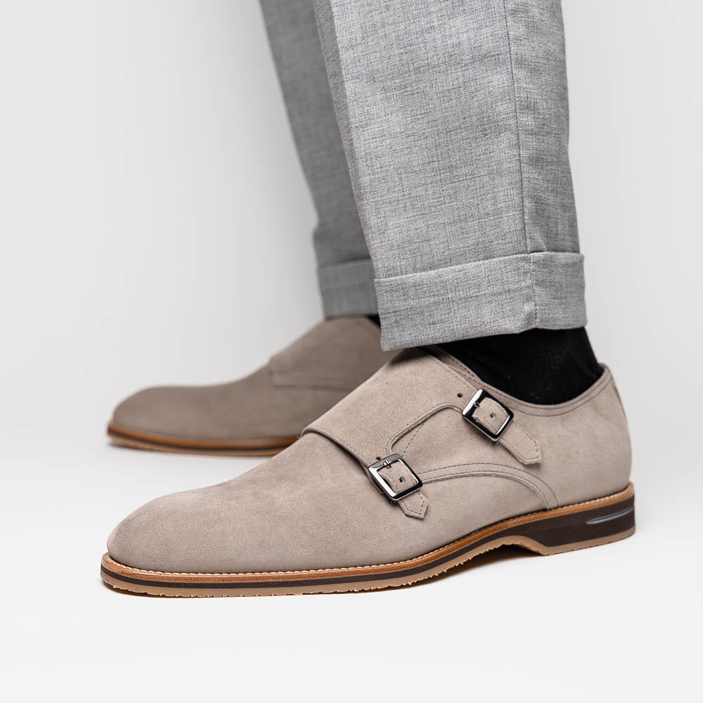 Zelli Legerra Double Monkstrap in Sand Suede Goatskin