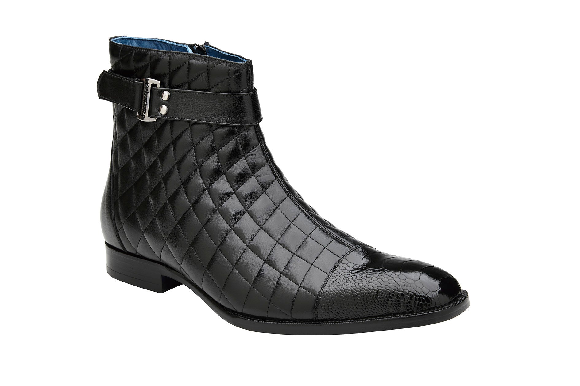 Belvedere Libero Black Genuine Ostrich Leather Shoe