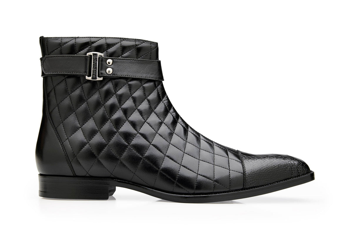 Belvedere Libero Black Genuine Ostrich Leather Shoe