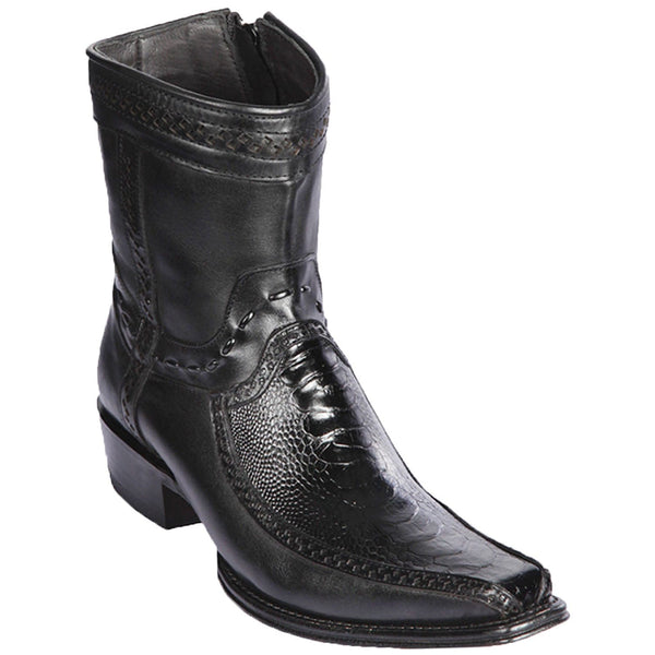 Ostrich Leg Boots - Men's Los Altos Original Ostrich Leg and Deer Skin European Toe Short Boots 76BF05