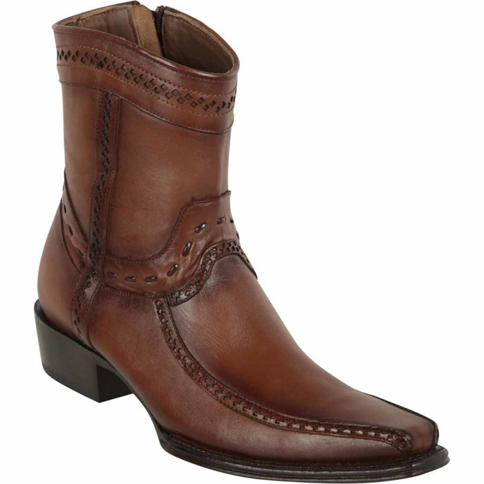 Los Altos Men's European Toe Short Leather Boots - Shaded Brown