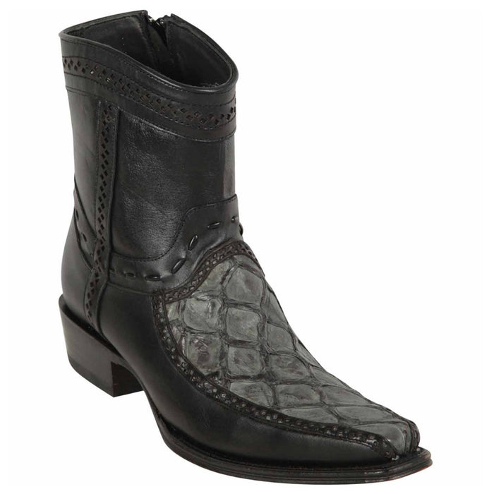 Botas cortas con punta europea de piel de pez monstruo original para hombre de Los Altos, color gris