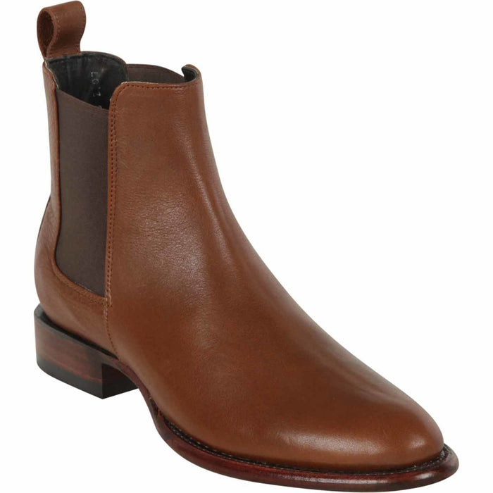 Los Altos Men's Round Toe Leather Short Boots - Brown