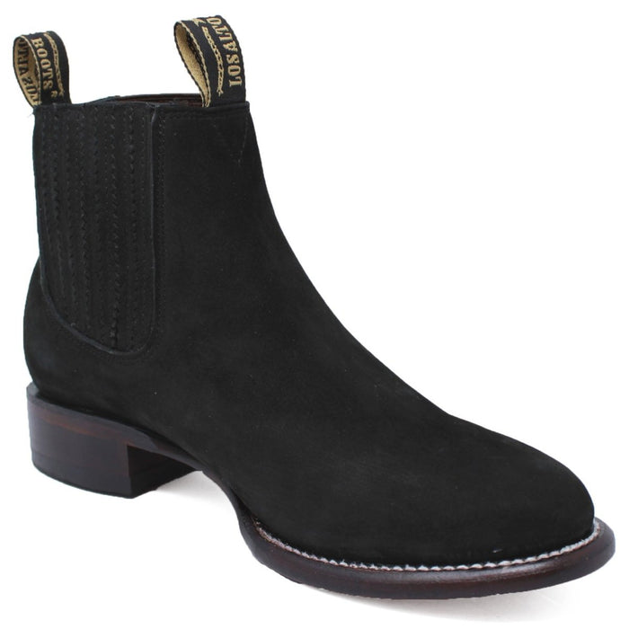 Botas cortas de piel de ante con punta redonda para hombre de Los Altos - Negro