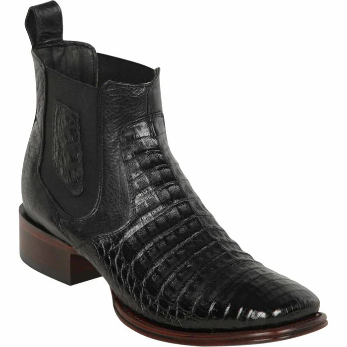 Botas cortas con puntera cuadrada y ancha en forma de caiman para hombre de Los Altos color negro