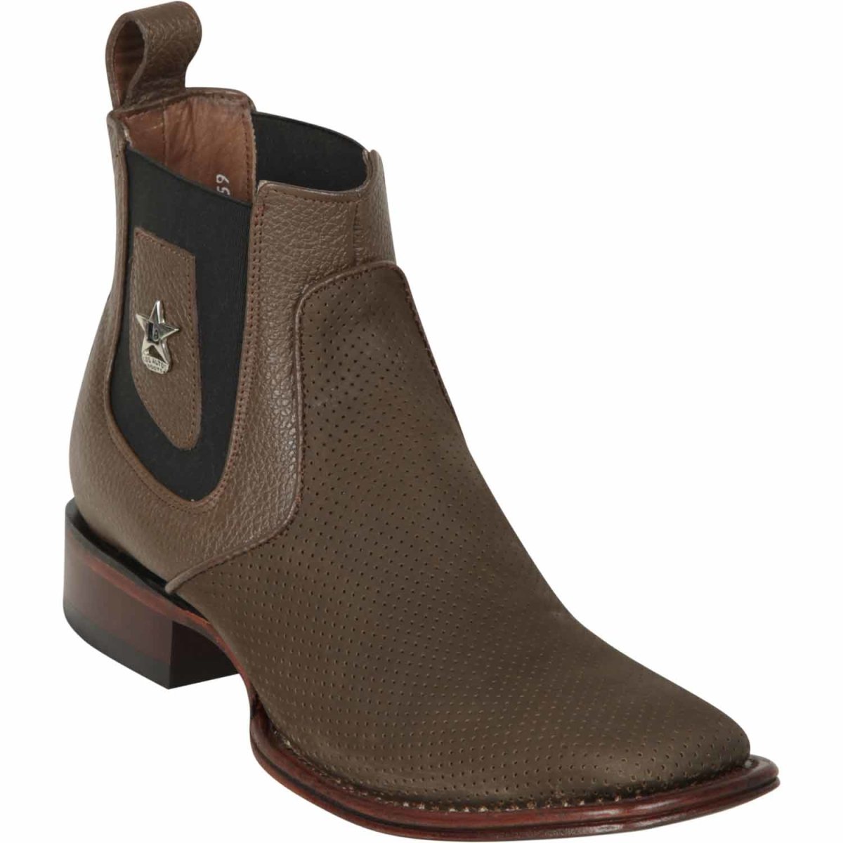 Los Altos Men's Wide Square Toe Suede Leather Short Boots - Dark Brown 82BVI6359
