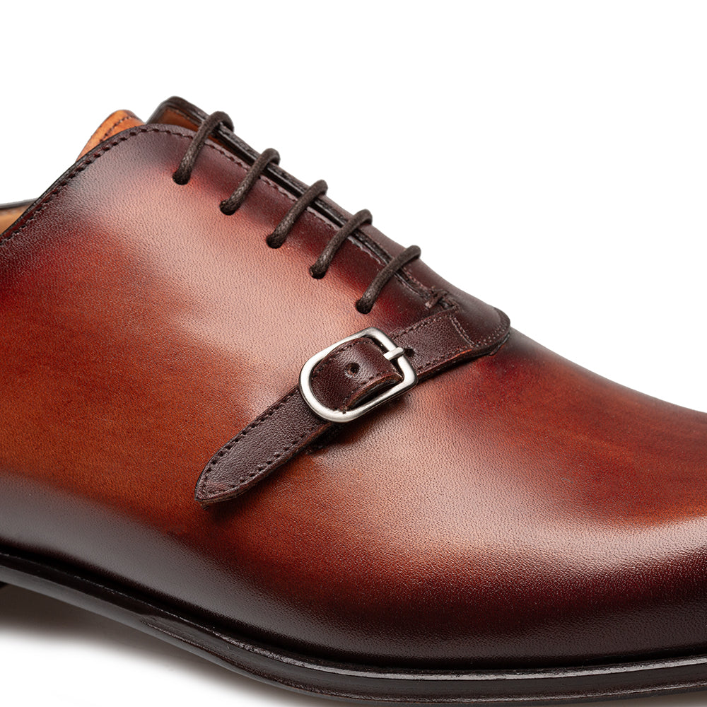 Mezlan Patina Calfskin Side Buckle Oxford