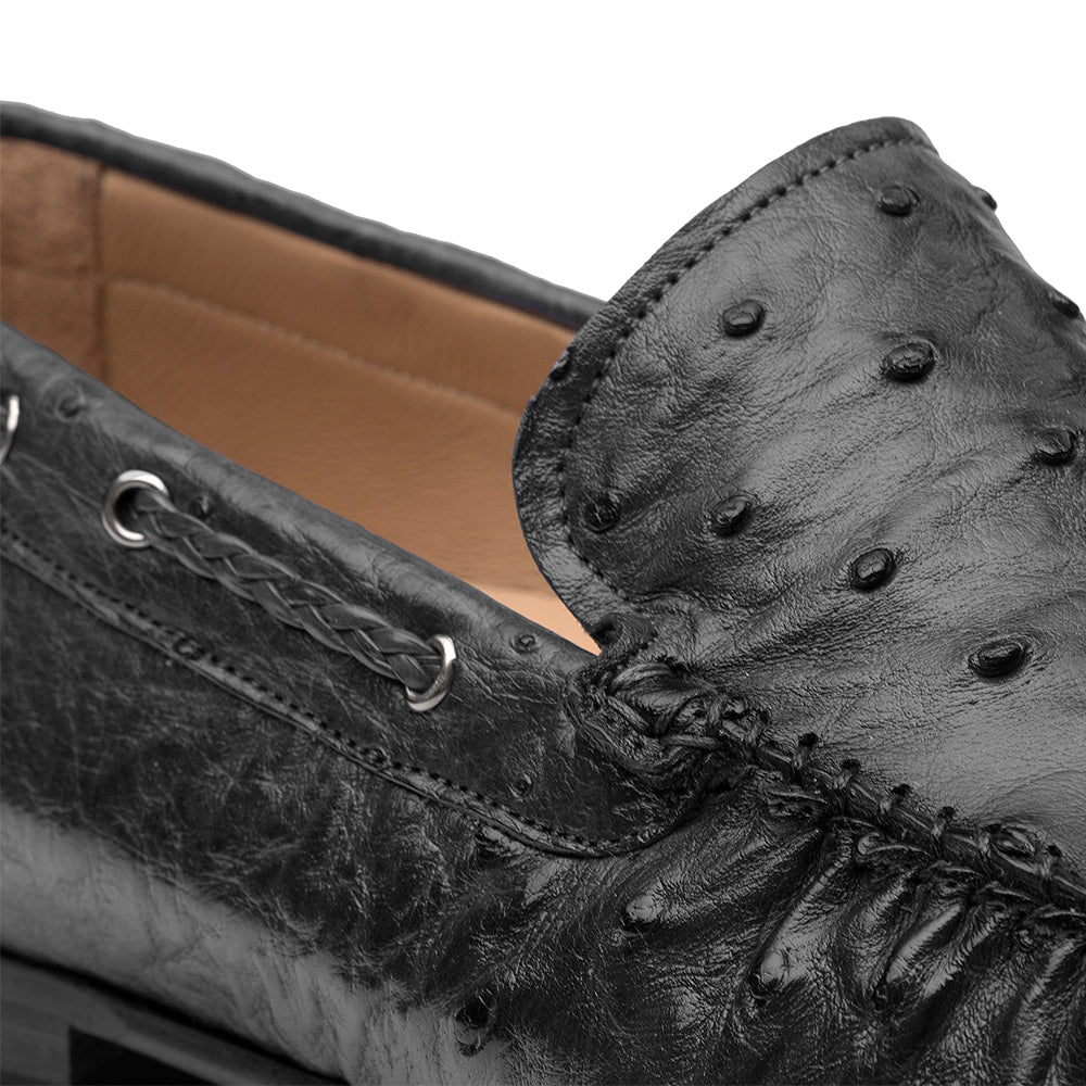 Mezlan Ostrich Leather Moccasin Slip-On Loafers