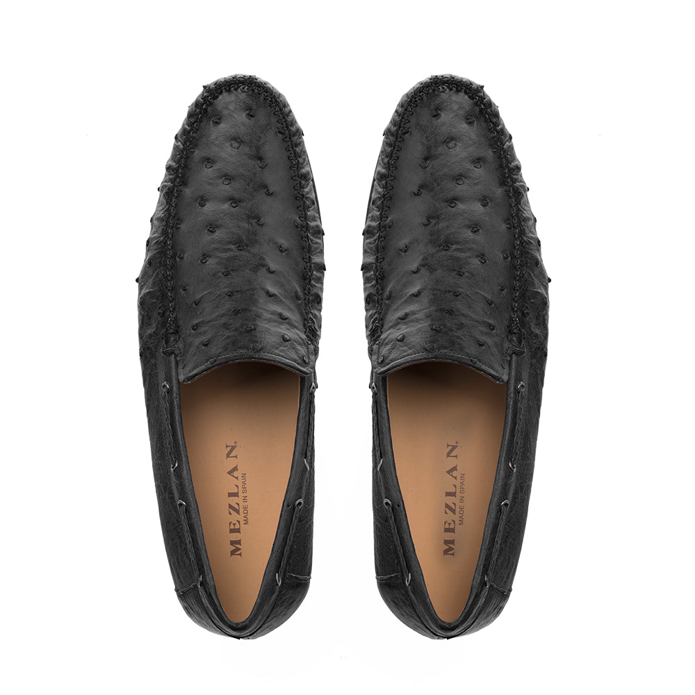 Mezlan Ostrich Leather Moccasin Slip-On Loafers