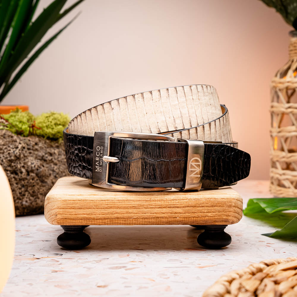 Marco Di Milano Moncalieri Belt - Bone & Black Leather Loafer