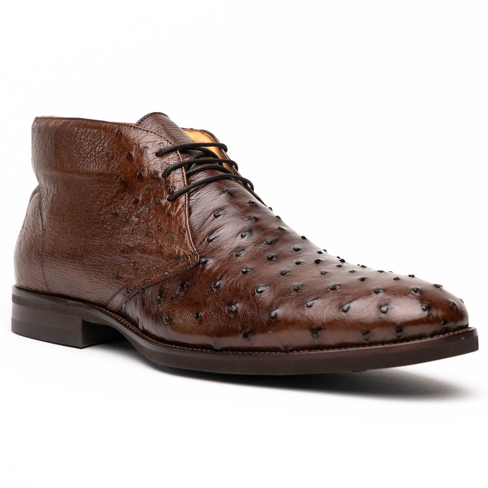 Zelli Marco Brown Chukka Boots in Genuine Ostrich Quill Leather
