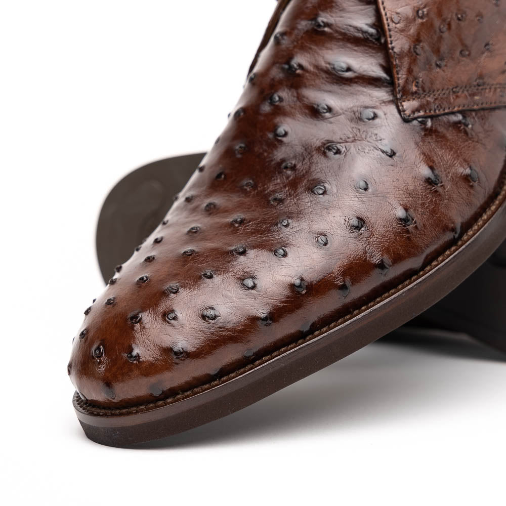 Zelli Marco Brown Chukka Boots in Genuine Ostrich Quill Leather